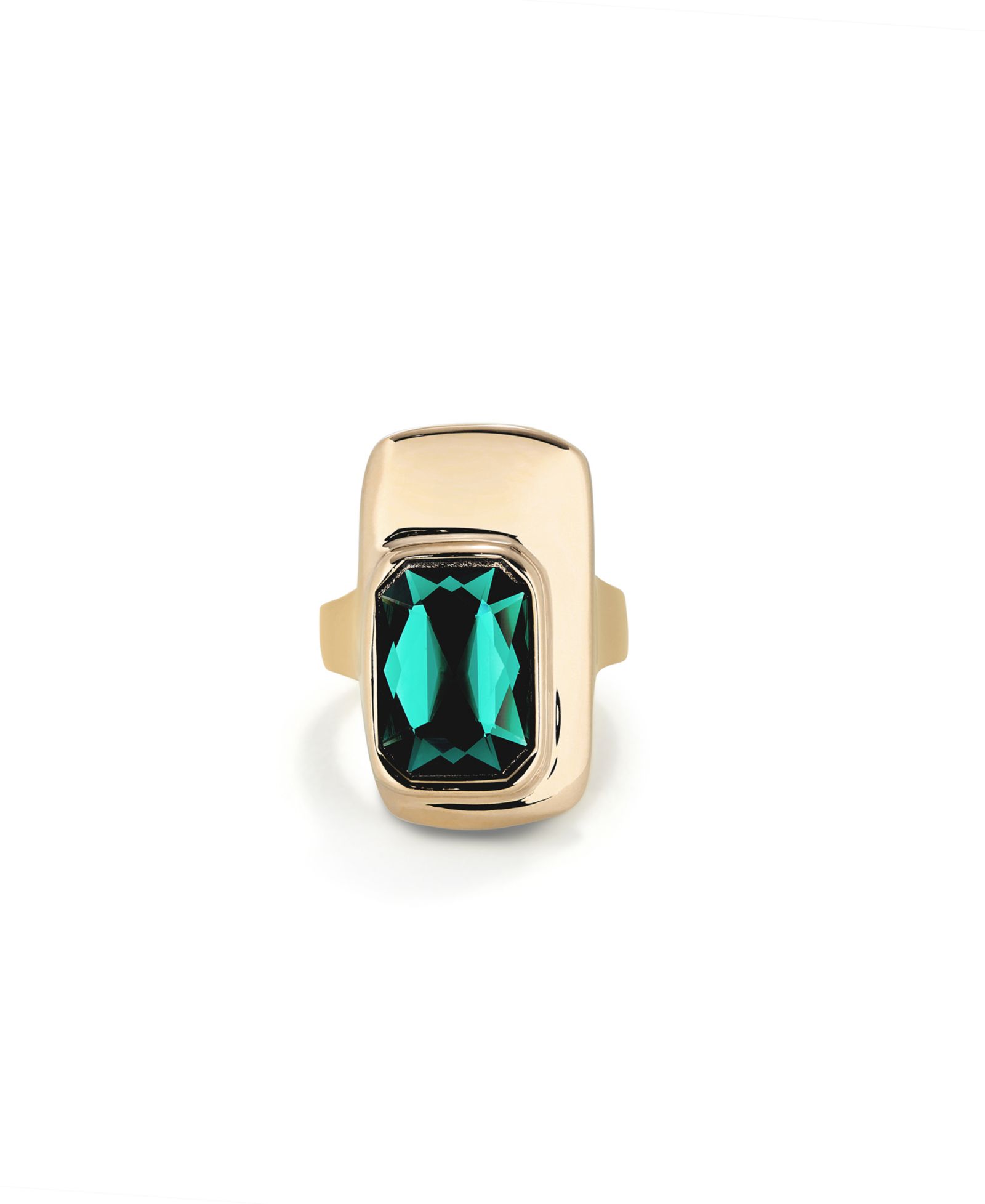 UNOde50 кольцо из золоченого металлического сплава 18K с зеленым граненым кристаллом