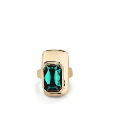 UNOde50 кольцо из золоченого металлического сплава 18K с зеленым граненым кристаллом