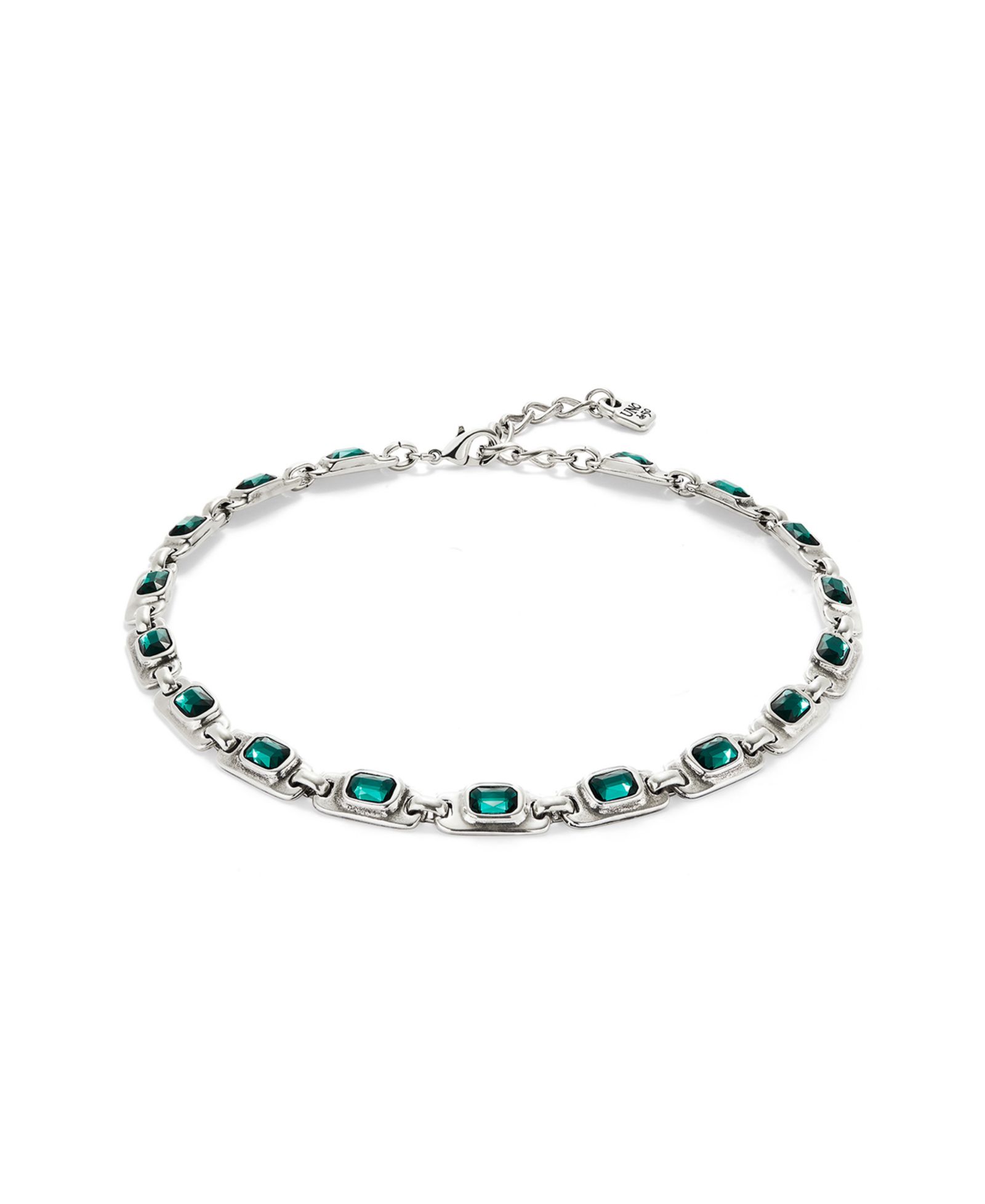 UNOde50 Sterling Silver Green Crystal Collar Necklaces