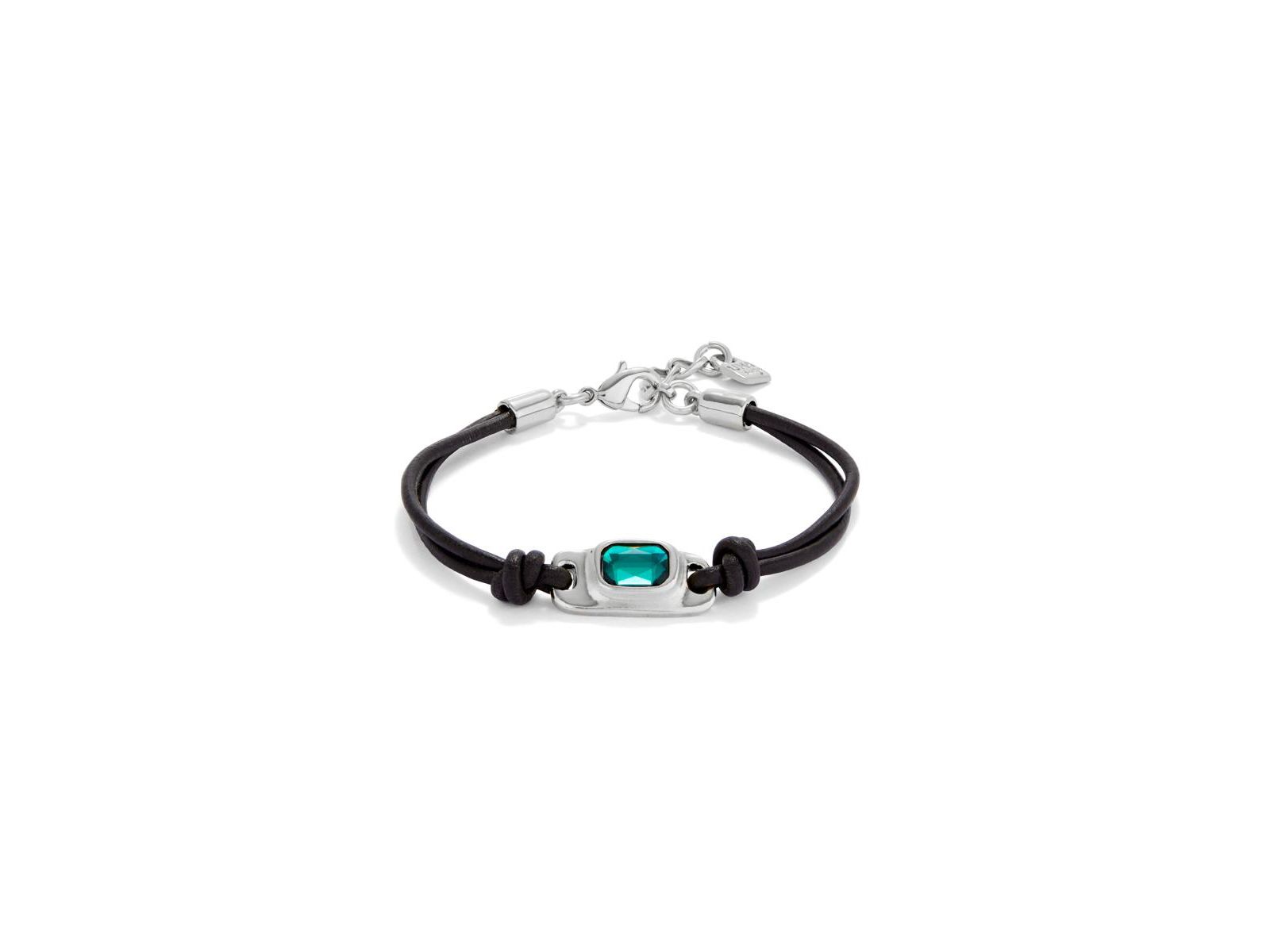 UNOde50 Green Crystal Leather Bracelet