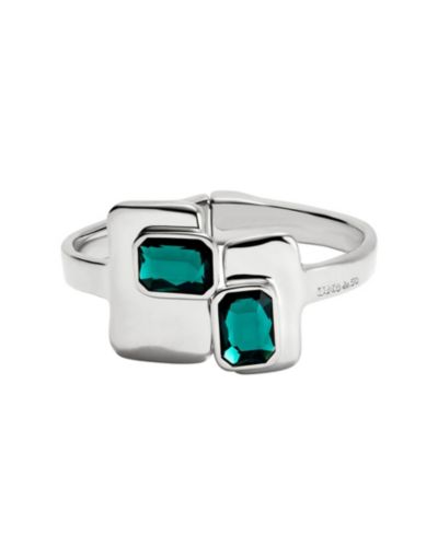 UNOde50 Metal Alloy Bracelet plated in Sterling Silver с Green and White Faceted Crystals