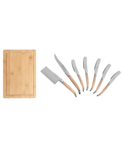 French Home Connoisseur Laguiole 8 Piece Cheese Knife Set with Spreader and Board