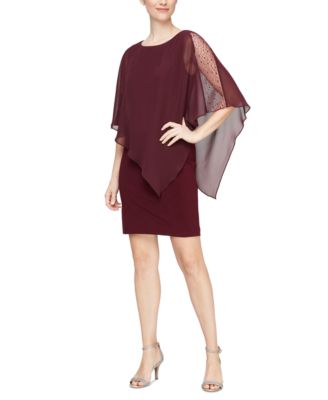 Женское шифоновое платье SL Fashions Chiffon-Cape-Sleeve Sheath