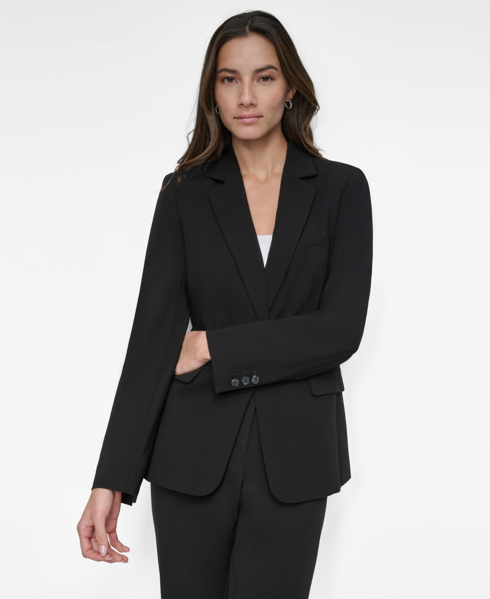 DKNY Women’s Notch-Collar One-Button Long Sleeve Blazer Blazer