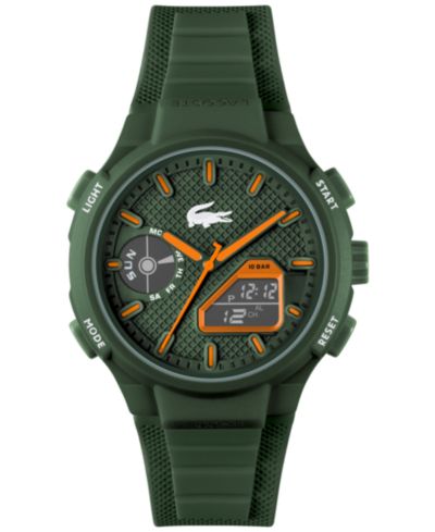 Мужские часы Lacoste LC33, хаки, силиконовый ремешок, 45mm