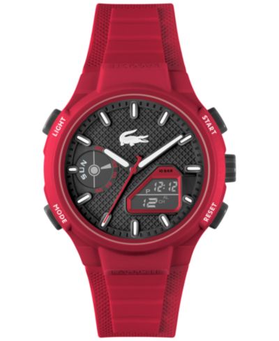 Часы Lacoste Men's LC33 с красным силиконовым ремешком 45mm