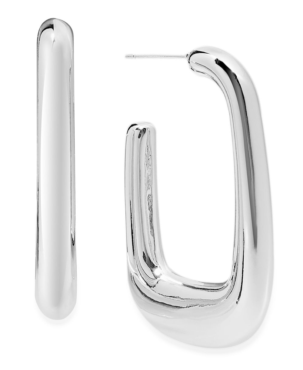 And Now This Silver, Gold Plated Brass Puff Dimensional Hoop Earring