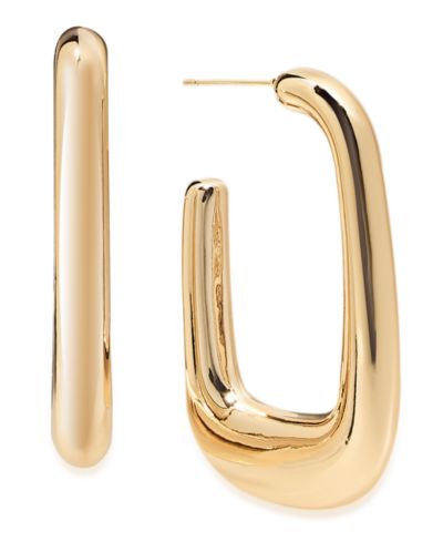 And Now This Silver, Gold Plated Brass Puff Dimensional Hoop Earring