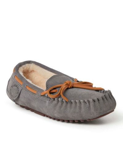 Dearfoams Fireside By Kid's Parke Genuine Shearling Moccasin Slipper