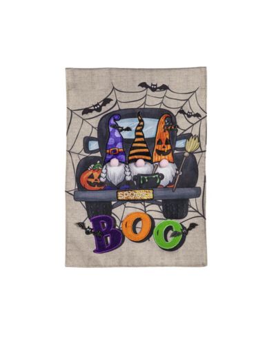 Evergreen Spooky Truck Garden Burlap Flag