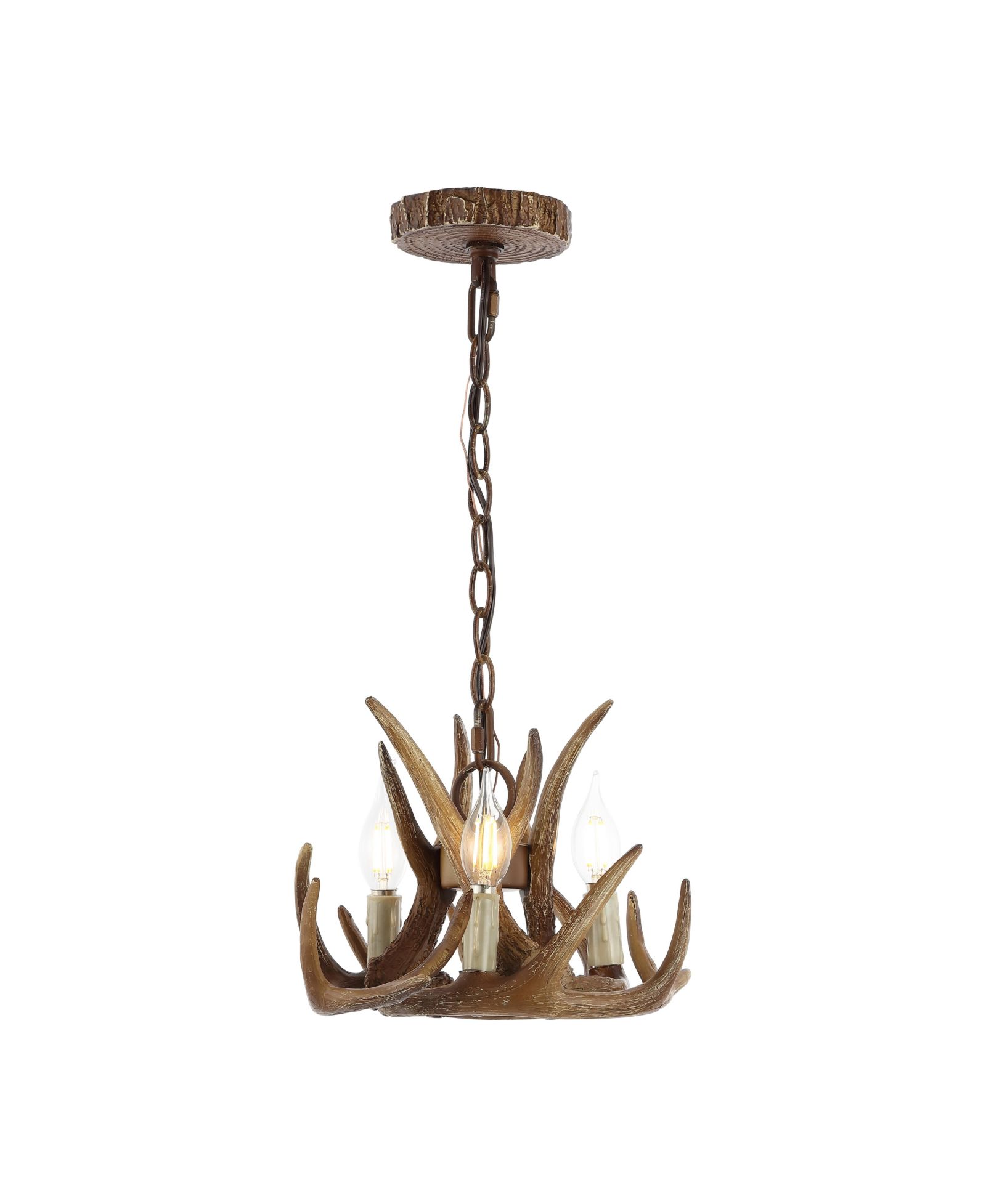 Люстра JONATHAN Y Nelle 11.5" регулируемая Resin Antler 3-Light LED, коричневая