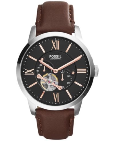 Мужские автоматические часы Fossil Townsman Brown Leather Strap 44mm ME3061