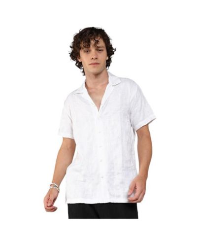 Мужская рубашка Campus Sutra Chalk White Embroidered Heathered