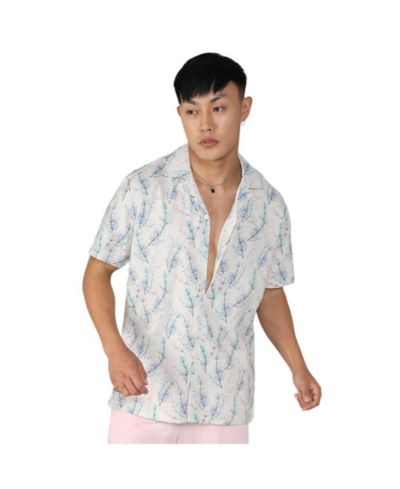 Campus Sutra Мужская рубашка Flora Tint, цвет Ivory White & Icy Blue