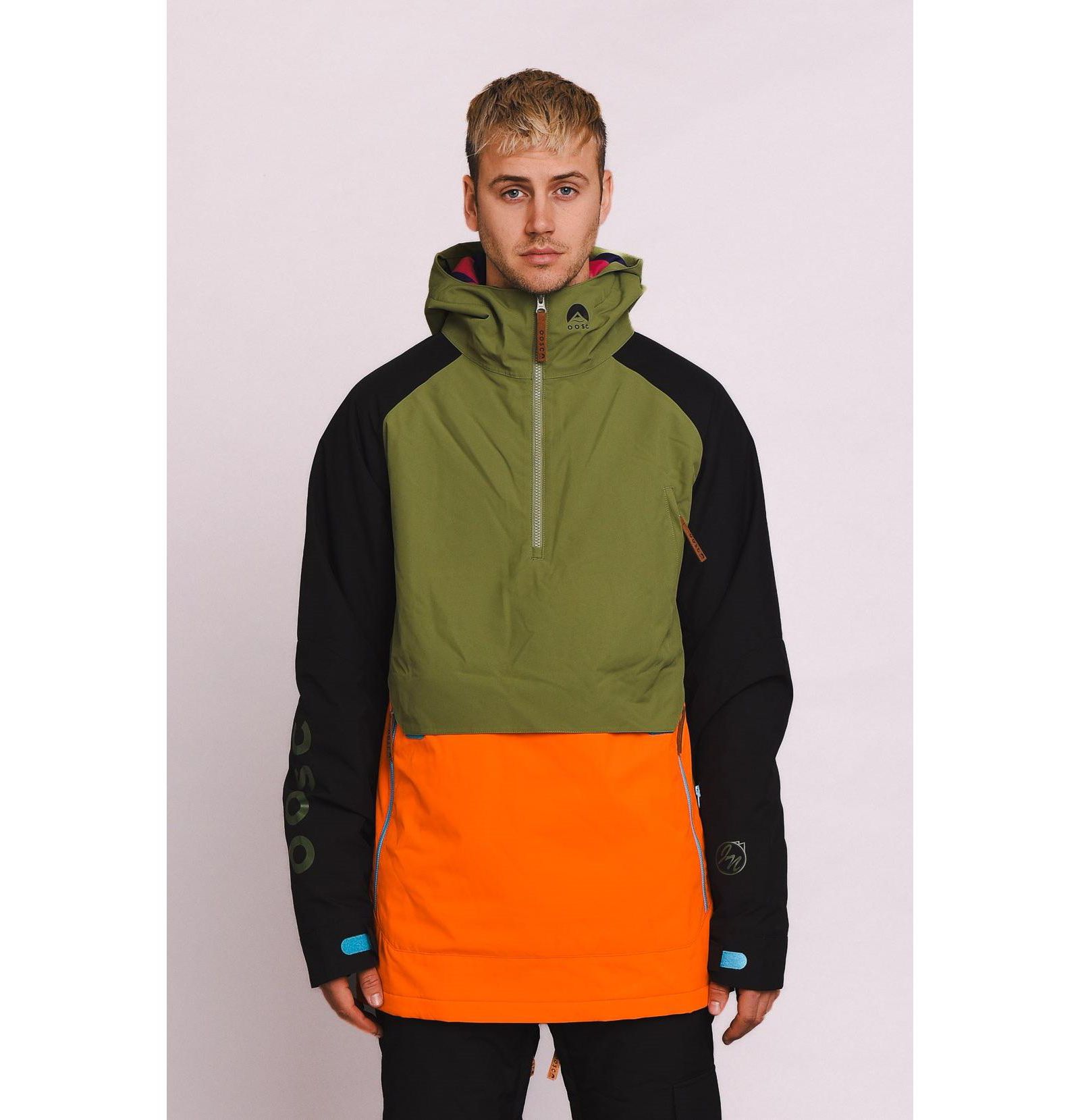 OOSC Men's Snow Park Overhead Jacket - Orange & Khaki