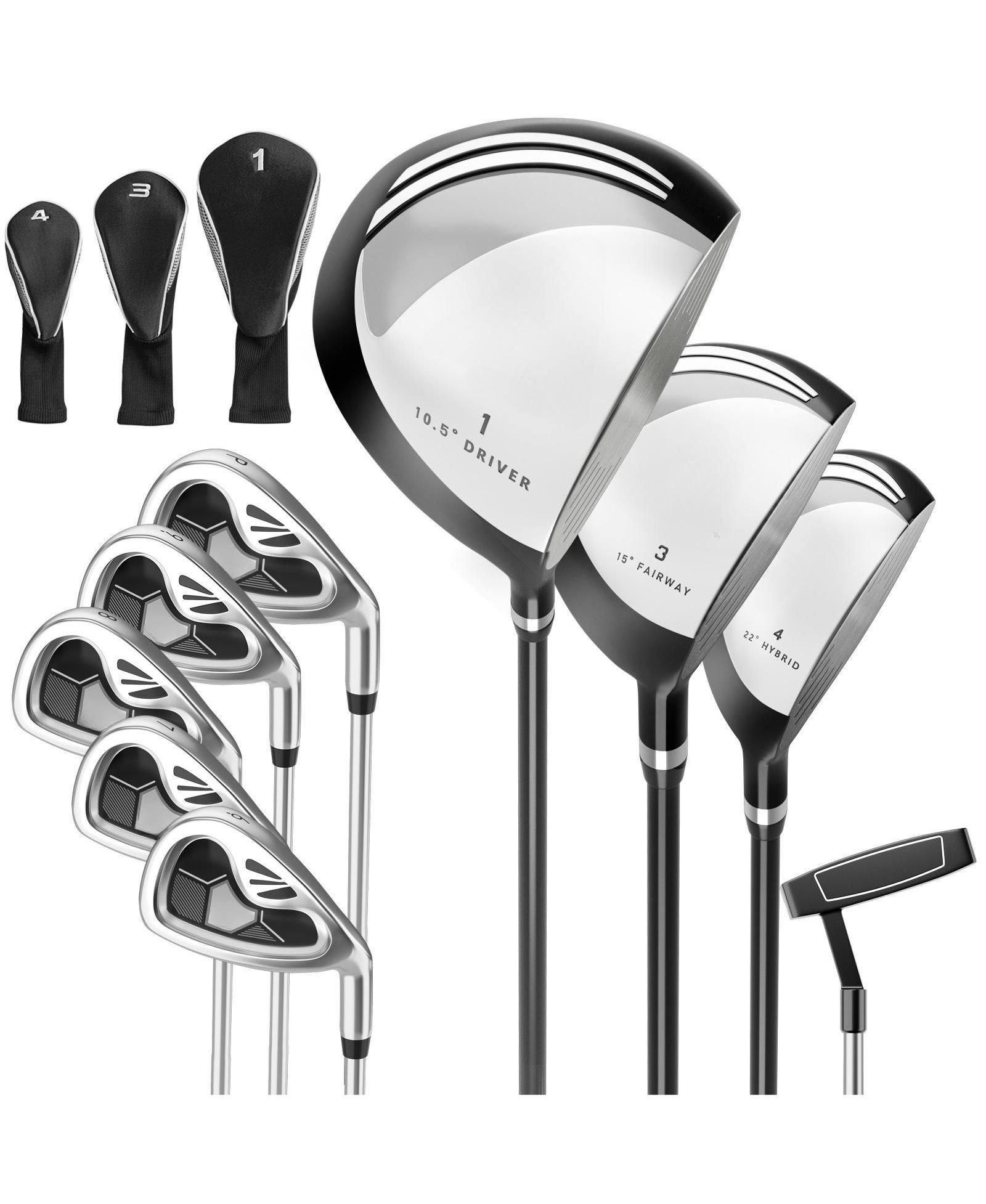 9-Piece Beginner Golf Clubs Set with Carbon Shafts, Soft TPR Grips, Putter and 3 Head Covers