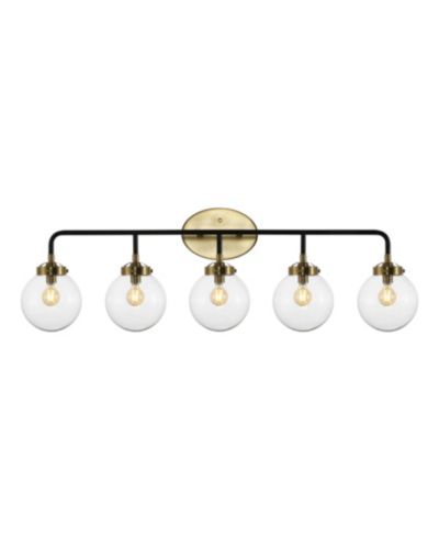 Современный настенный светильник JONATHAN Y Caleb 38" 5-Light LED, латунь/стекло