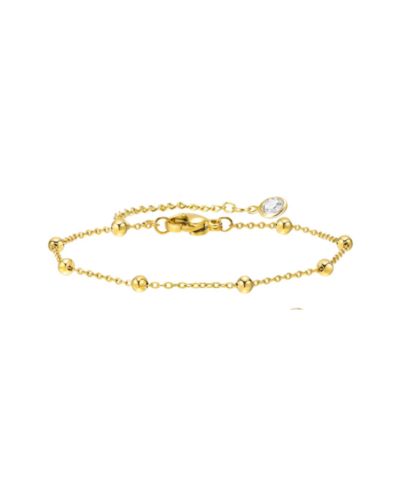 Gold Beaded Link Bracelet with Adjustable Chain