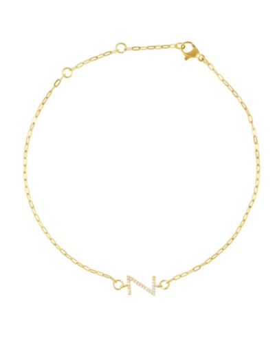 Золотой браслет на ногу ADORNIA с фианитами Pave Sideways Initial