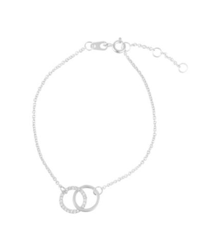 ADORNIA Silver-Tone Adjustable Cubic Zirconia Pavé Rings Bracelet