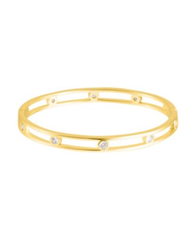 ADORNIA Gold Cubic Zirconia Studded Bangle Bracelet
