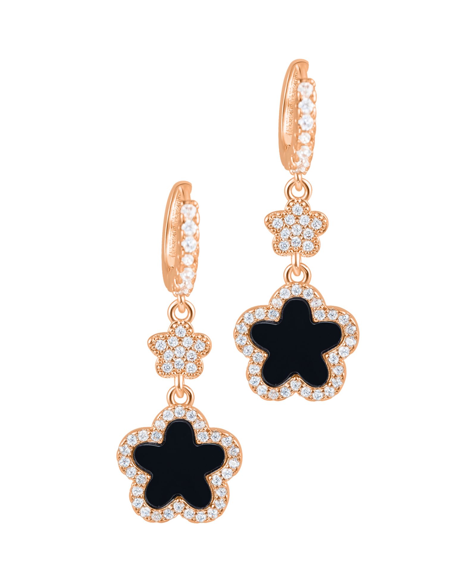 ADORNIA Gold Cubic Zirconia White Clover Earrings
