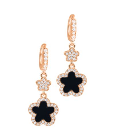 Серьги ADORNIA Gold Cubic Zirconia White Clover