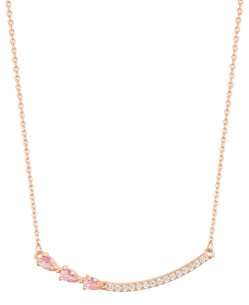 ADORNIA колье с регулируемой розовой жемчужиной и изогнутым стержнем Crystal Curved Bar