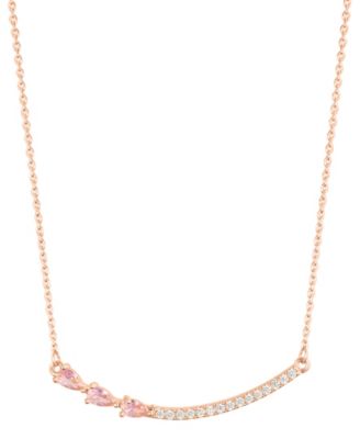 ADORNIA колье с регулируемой розовой жемчужиной и изогнутым стержнем Crystal Curved Bar