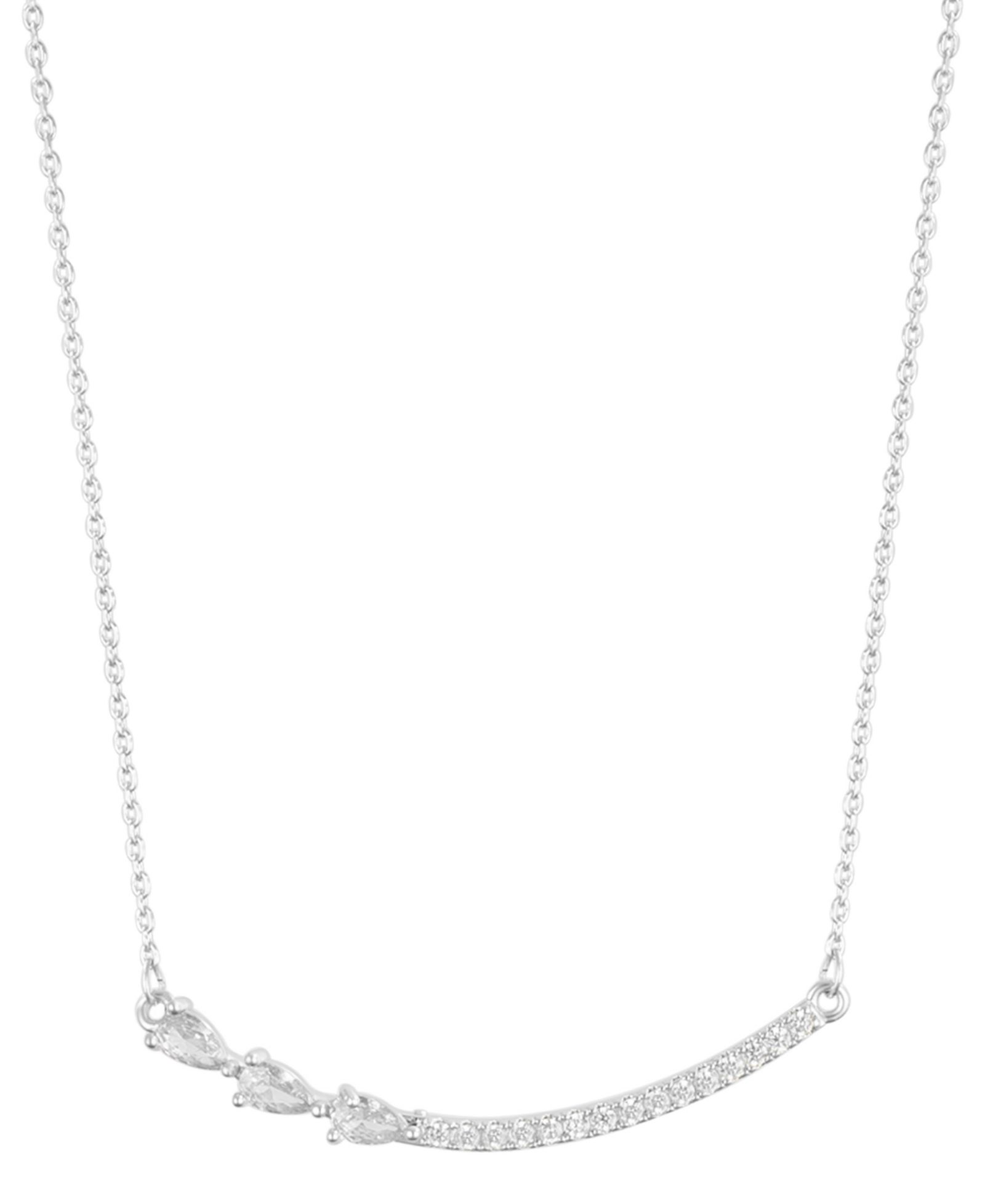 ADORNIA Adjustable Crystal Curved Bar Pink Cultivated Pearl Necklace