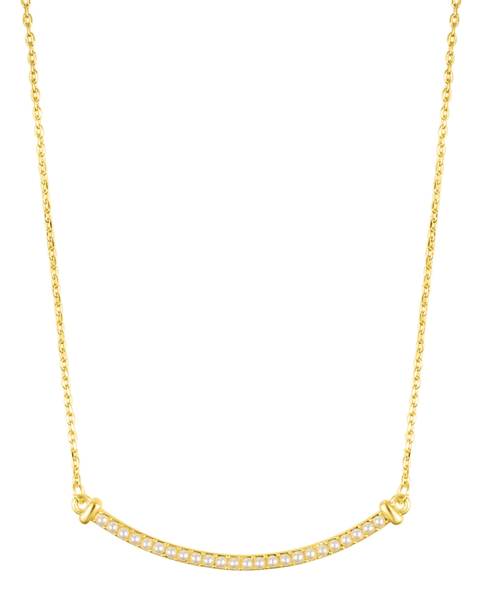 ADORNIA Gold Adjustable Faux Cultivated Pearl Curved Bar Necklace