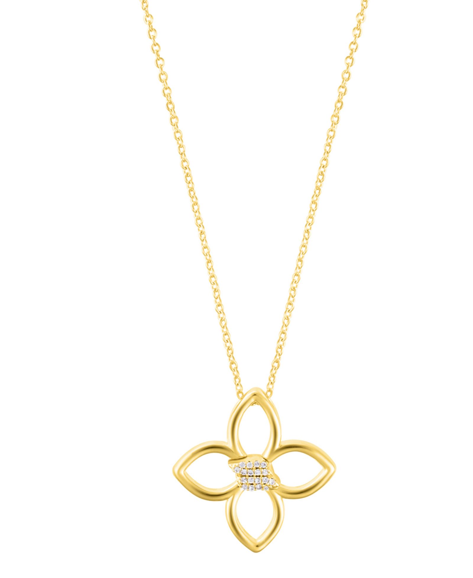 Подвеска ожерелье ADORNIA Adjustable Cubic Zirconia Outline Clover