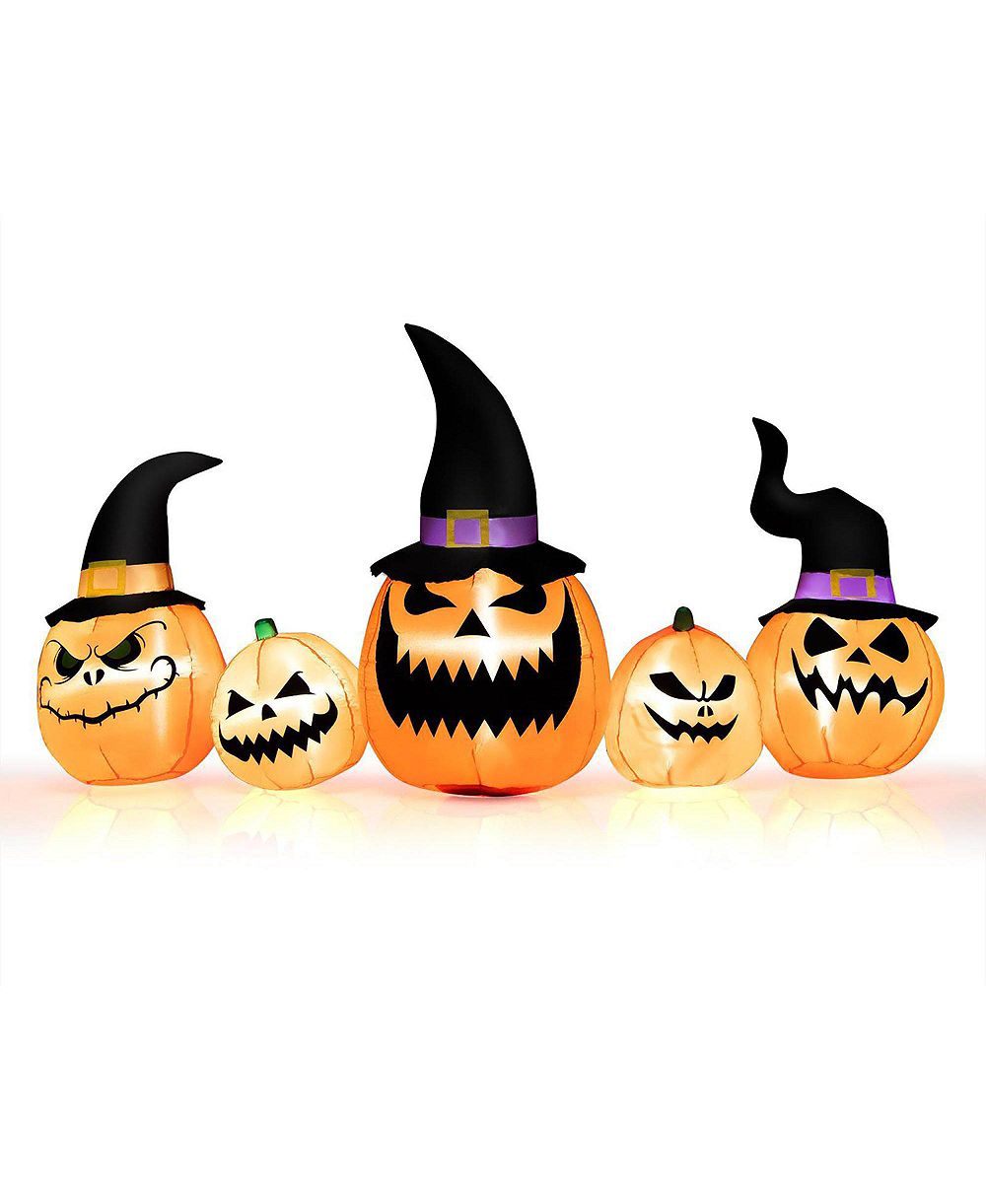 SKONYON 8 Feet Inflatable Pumpkin Family Waterproof Halloween Yard Decoration with LED Lights