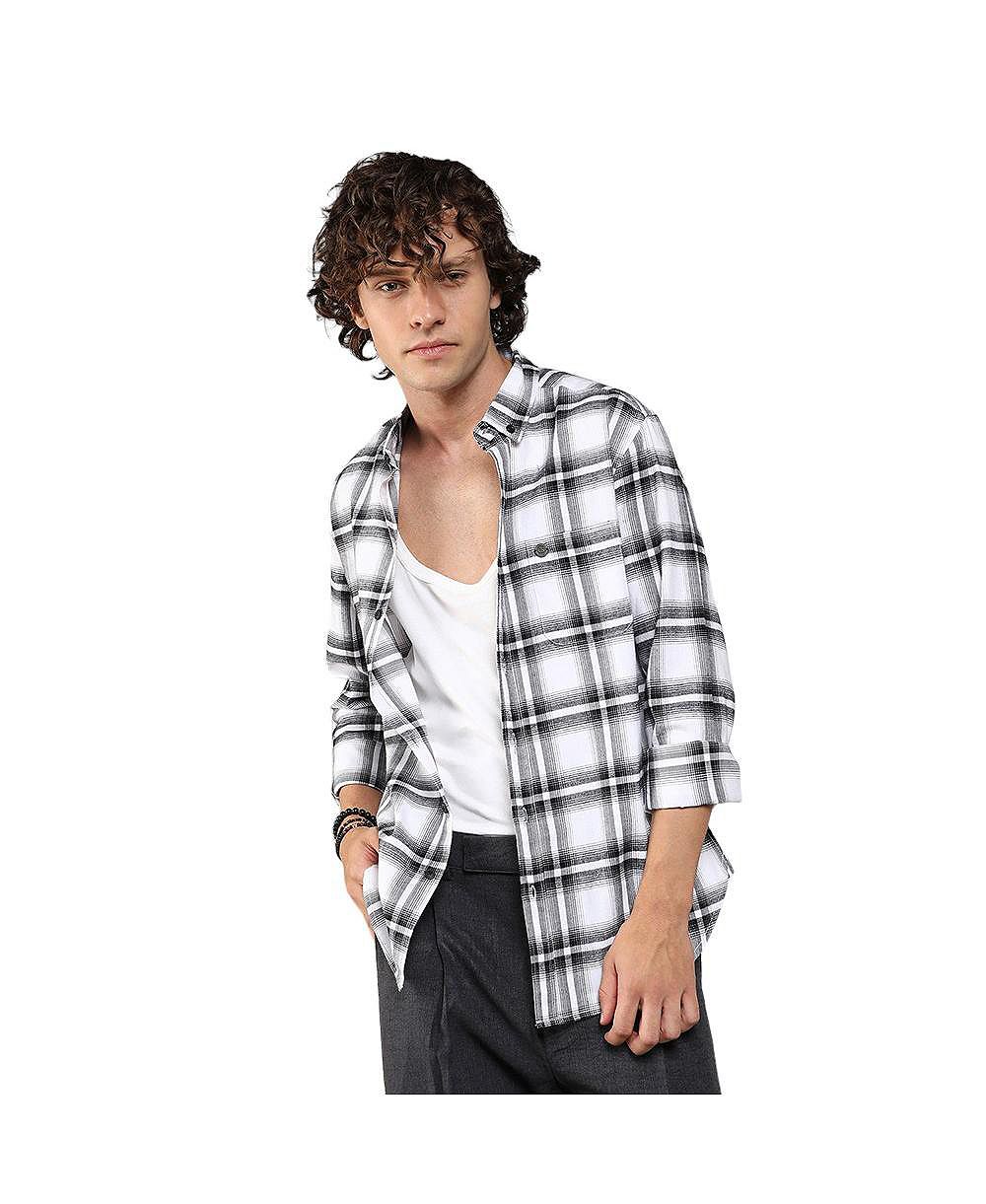 Campus Sutra Мужская рубашка в клетку Buffalo Check Chalk White & Midnight Black