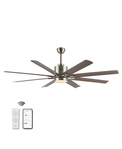 JONATHAN Y Octo 66" 1-Light Contemporary Industrial Iron/Plastic Mobile-App/Remote-Controlled 6-Speed Ceiling Fan with Integrated LED Light