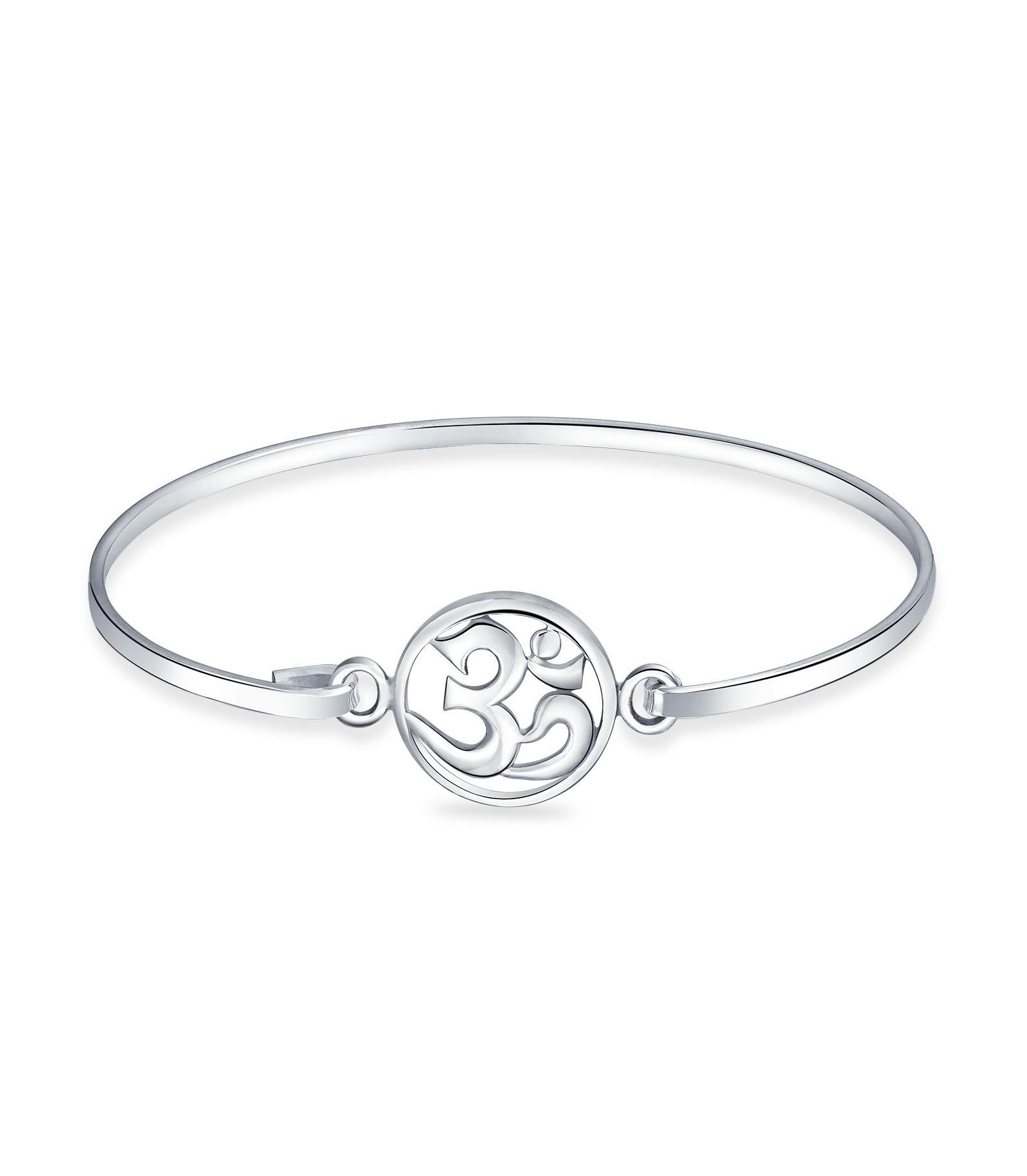 Браслет-бэнгл Bling Jewelry с символом Om,.925 Sterling Silver, йога и духовная гармония