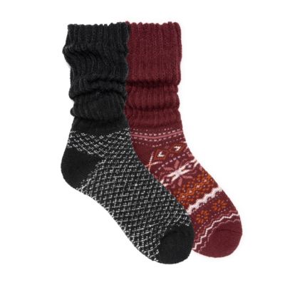 Muk Luks Women's Slouch Heat Retainer Sock (2 Pair Pack)