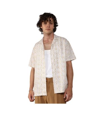 Мужская рубашка Campus Sutra Off-White & Beige с вышивкой геометрический узор