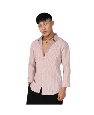 Мужская рубашка в полоску Campus Sutra Blush Pink Self-Design Striped