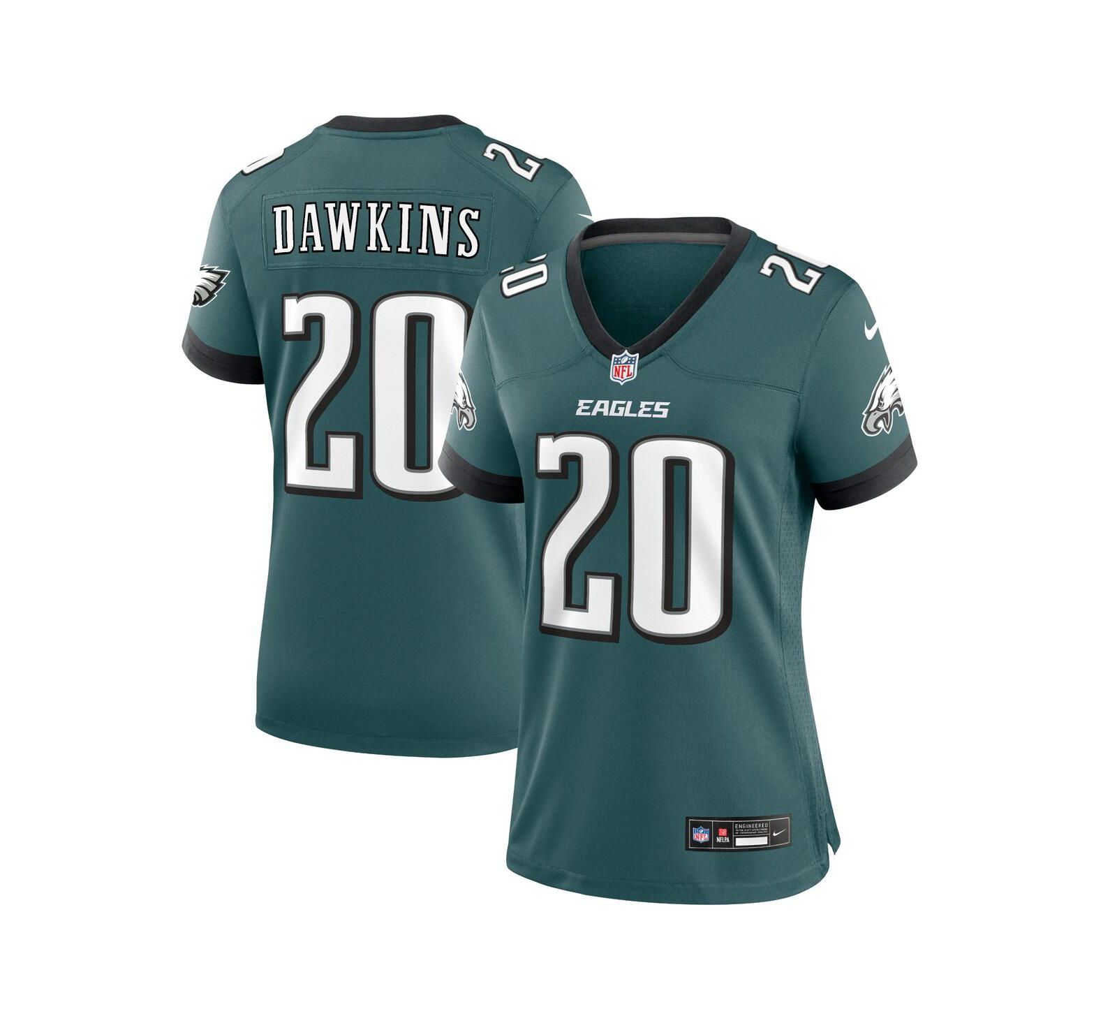 Женская игровая джерси Nike Philadelphia Eagles Brian Dawkins, темно-зеленая