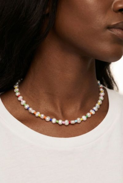 Ожерелье Joey Baby 7-8 mm Handcrafted Freshwater Pearl с радужными бусинами