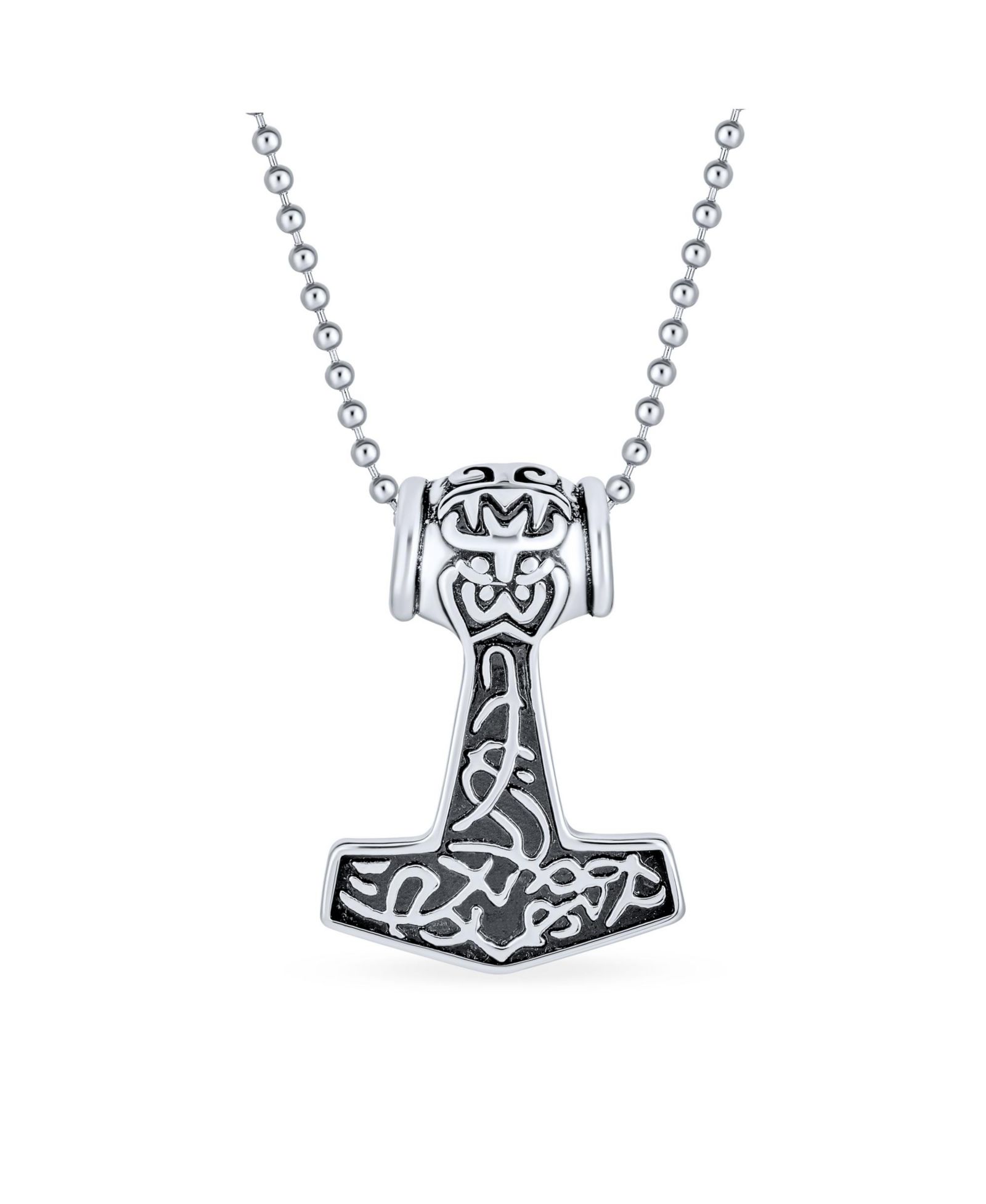 Подвеска-кулон Bling Jewelry Protection Amulet Ancient Celtic Knot Viking Norse Thors Hammer из оксидированной нержавеющей стали с бусинами на цепочке