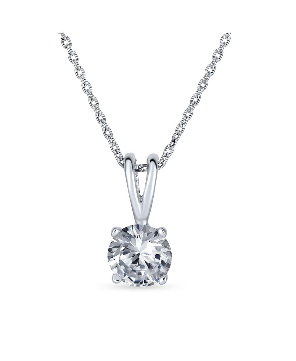 Подвеска Bling Jewelry 1.5CTW CZ Solitaire Round Clear Cubic Zirconia из стерлингового серебра