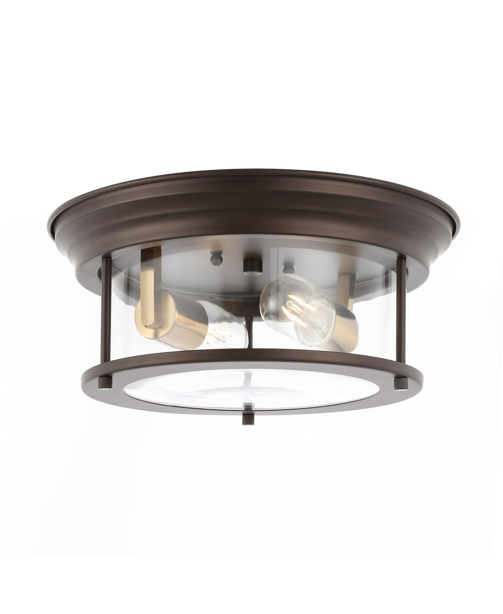 Lauren 13.25" 2-Light Metal/Glass LED Flush Mount, Black