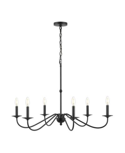 Wicklow 34.75" 6-Light Bohemian Farmhouse Iron LED Chandelier, Black