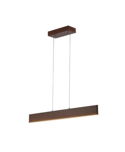 Draper 32" Adjustable Integrated LED Metal Linear Pendant, Dark Brown Wood Finish