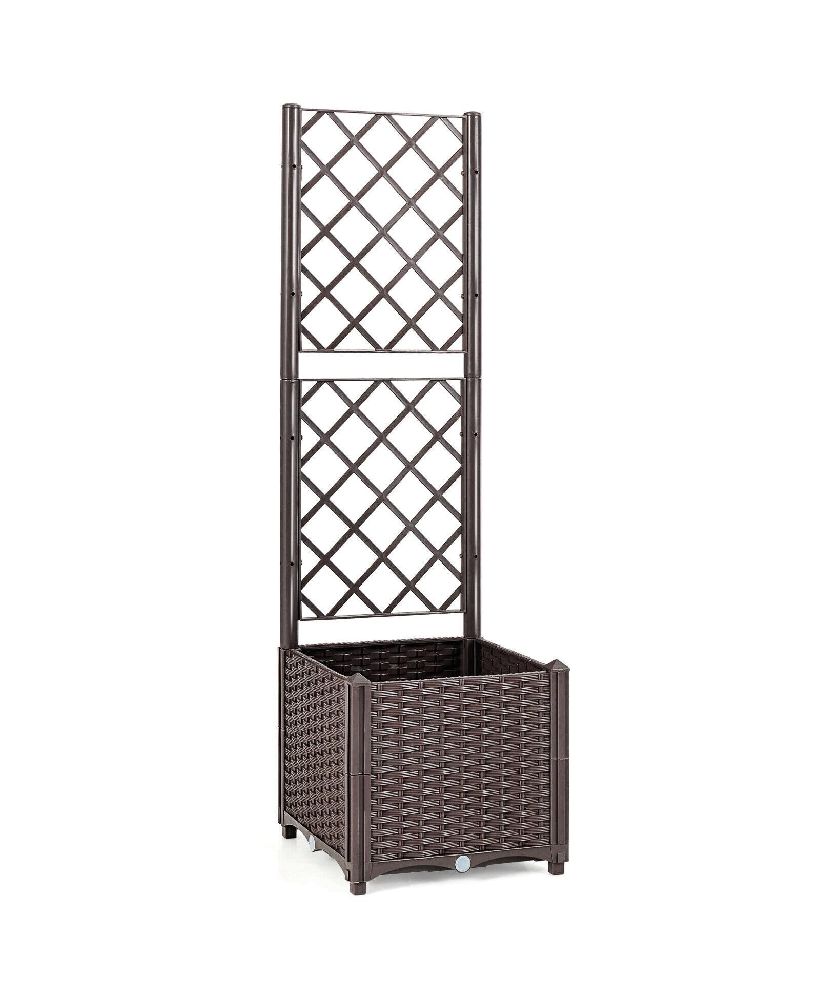 SKONYON Raised Garden Bed with Trellis Planter Box for Climbing Plants
