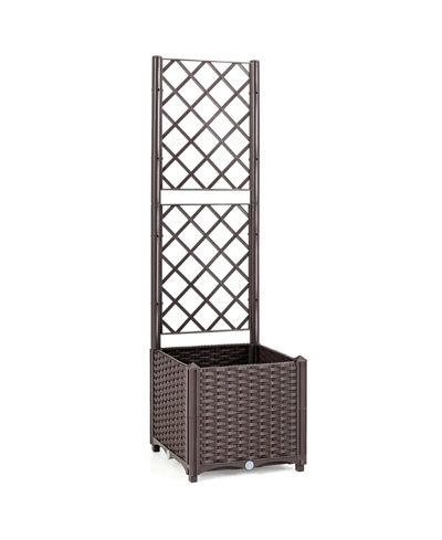 SKONYON Raised Garden Bed with Trellis Planter Box for Climbing Plants