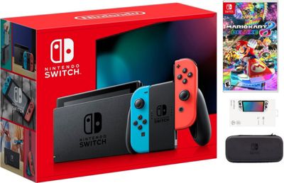 Nintendo Switch Neon комплект с аксессуарами и игрой Mario Kart 8 Deluxe