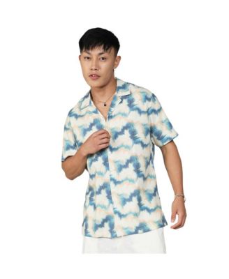 Campus Sutra Men's Navy Blue & Off-White Ombre Lined Shirt